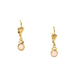 Girls Earrings 12mm Drop Rose Quartz  Lever back clasp 1/20 14k yell Gold Filled
